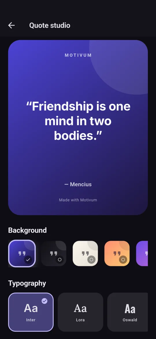Motivum home screen showing a daily motivational quote