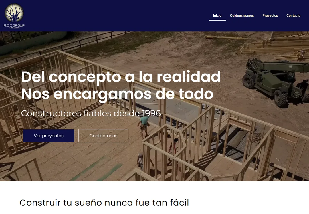 Screenshot of the start of the RDC Group site